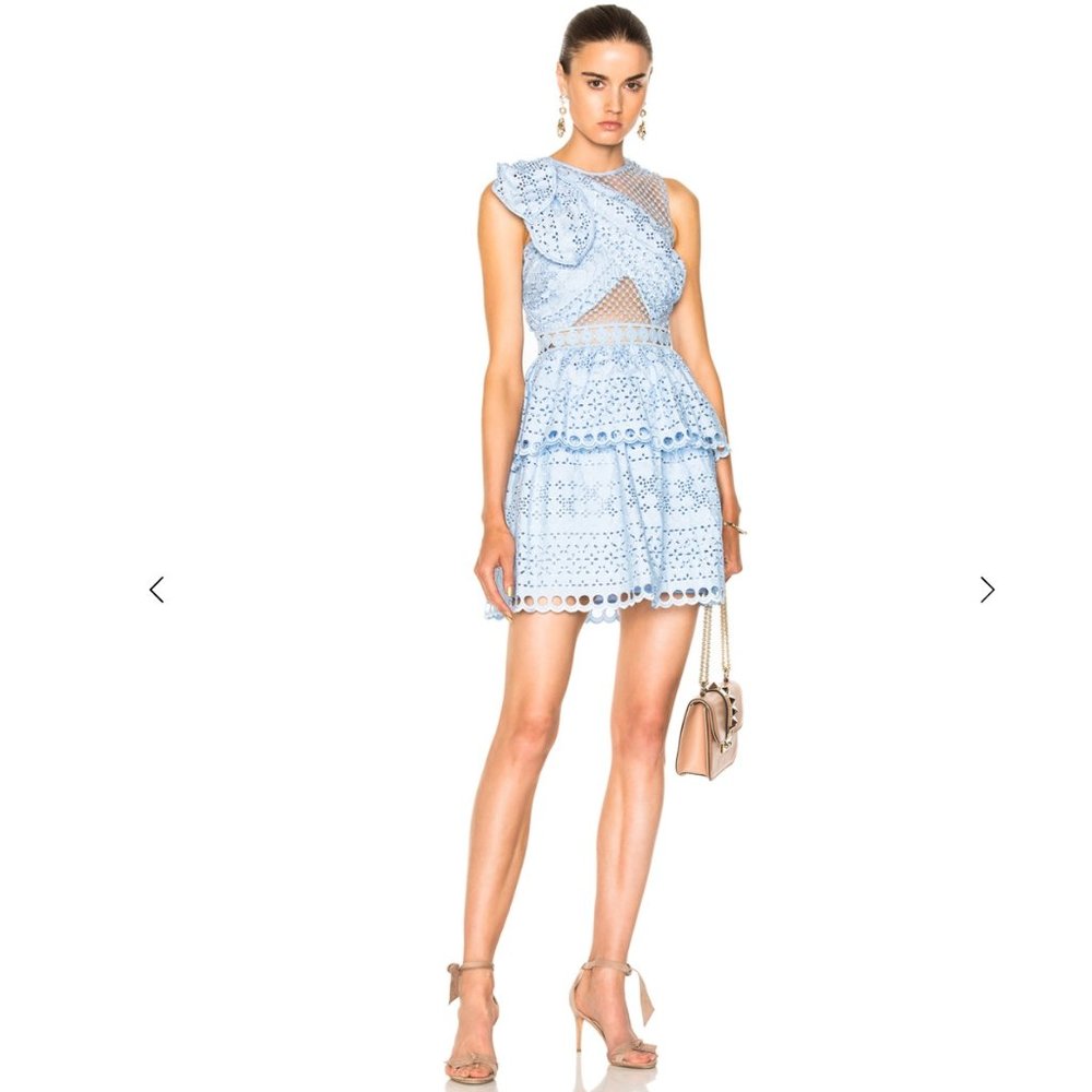 Self-Portrait Shoulder Knot Mini Dress